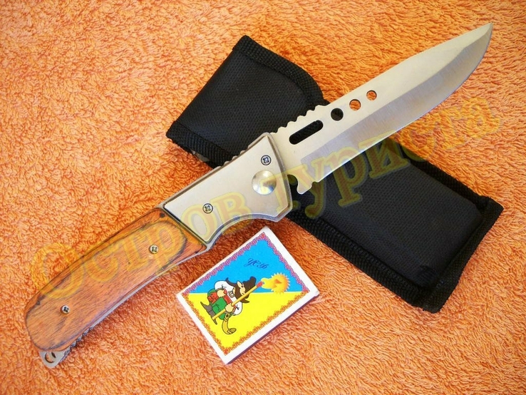Складной выкидной нож Oval на кнопке с чехлом (24 см), фото №3