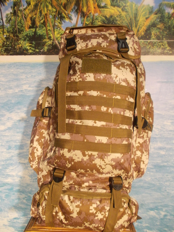 Рюкзак тактический военный камуфляжный армейский 70 литров пиксель, фото №4