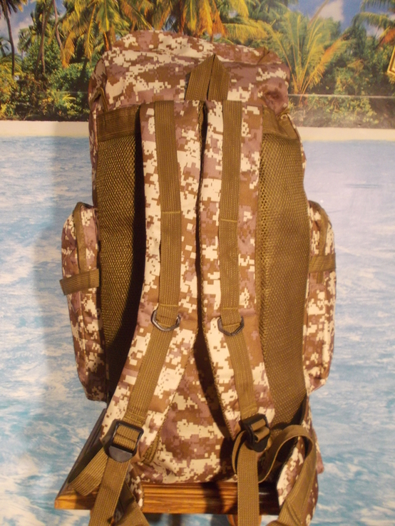 Рюкзак тактический военный камуфляжный армейский 70 литров пиксель, фото №6