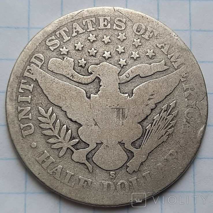 США 1\2 доллара, 1907 50 центов Барбера "S" - Сан-Франциско