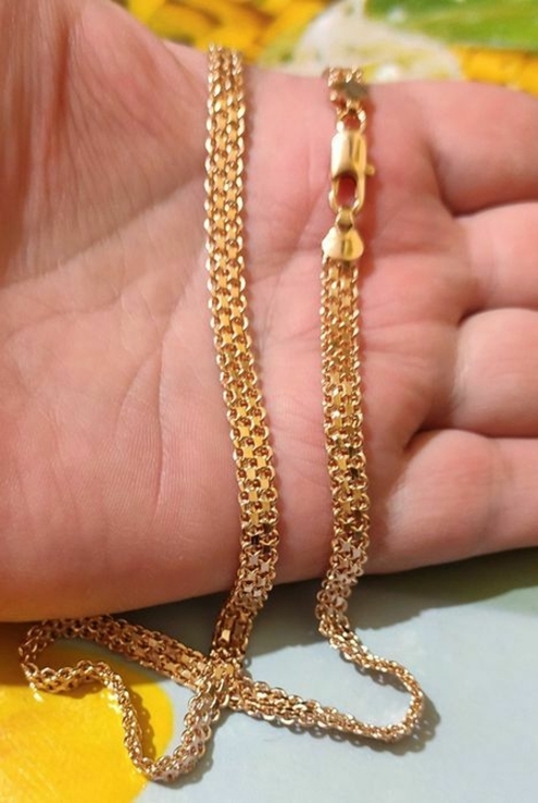 Цепочка Xuping Бисмарк медицинское золото длина 60 см ширина 6 мм вес 21,1 г, фото №5