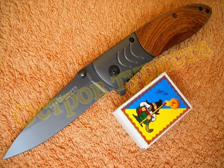Нож складной FOX Italy FA12 инерционный дерево клипса, фото №4
