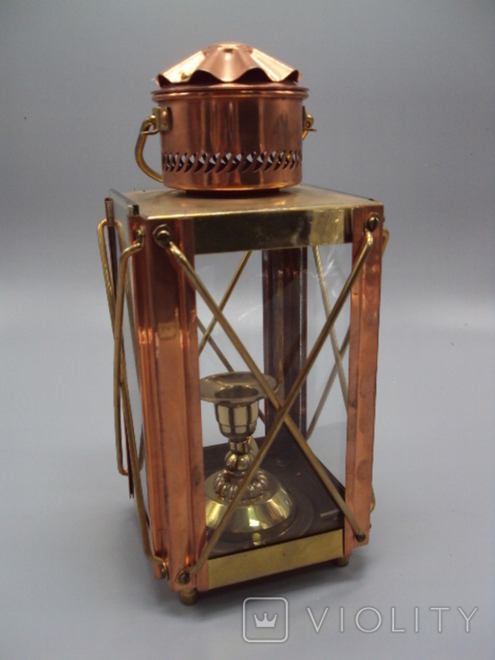 Hand-held lamp Holland lantern Netherlands metal glass height 25.5 cm, photo number 2