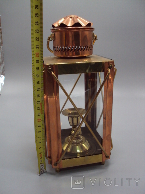 Hand-held lamp Holland lantern Netherlands metal glass height 25.5 cm, photo number 3