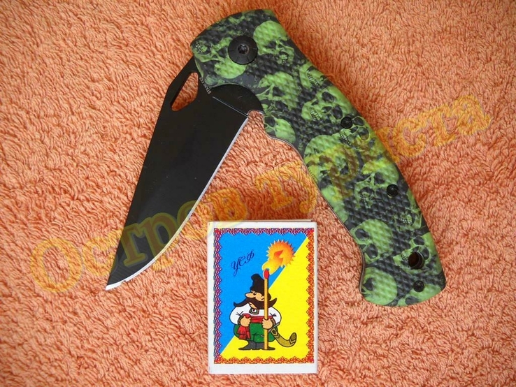 Нож складной Green Skull клипса полуавтоматический, photo number 6