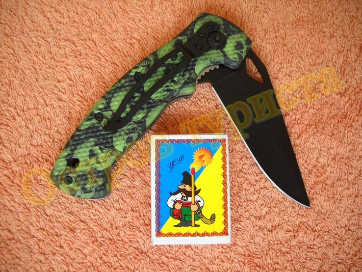 Нож складной Green Skull клипса полуавтоматический, photo number 7