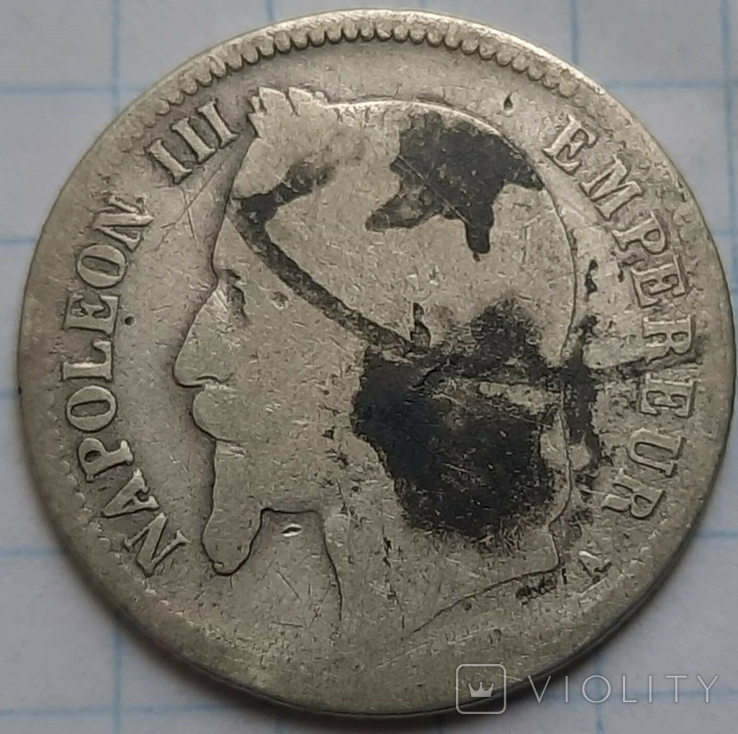 Франция 1 франк, 1868 Отметка монетного двора: "A" - Париж, фото №2