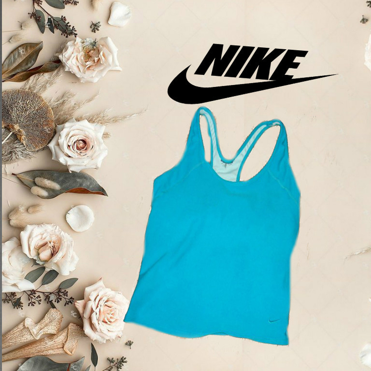  Nike Dri - Fit оригинал майка с топом спортивная женская бирюза, фото №2
