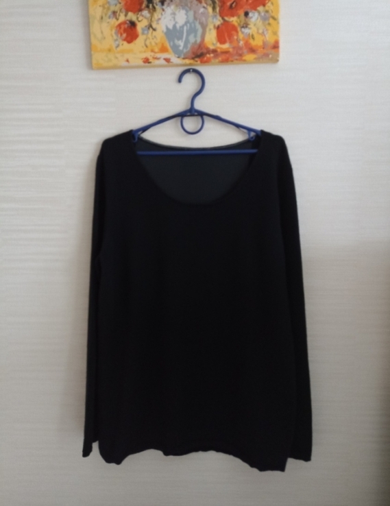 Кашемир теплый удлинённый женский свитер черный XL, фото №6