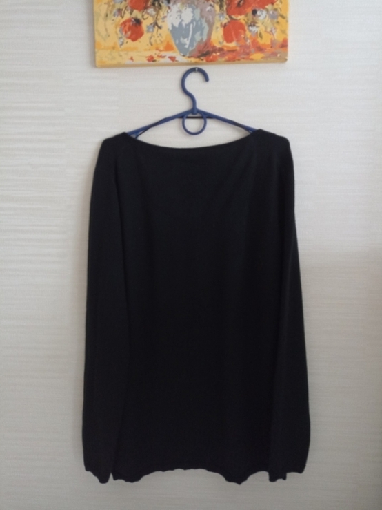 Кашемир теплый удлинённый женский свитер черный XL, фото №8