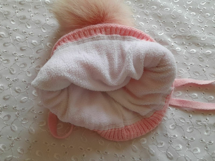 Зимняя шапка на девочку розовая 46-48об б/у, фото №3