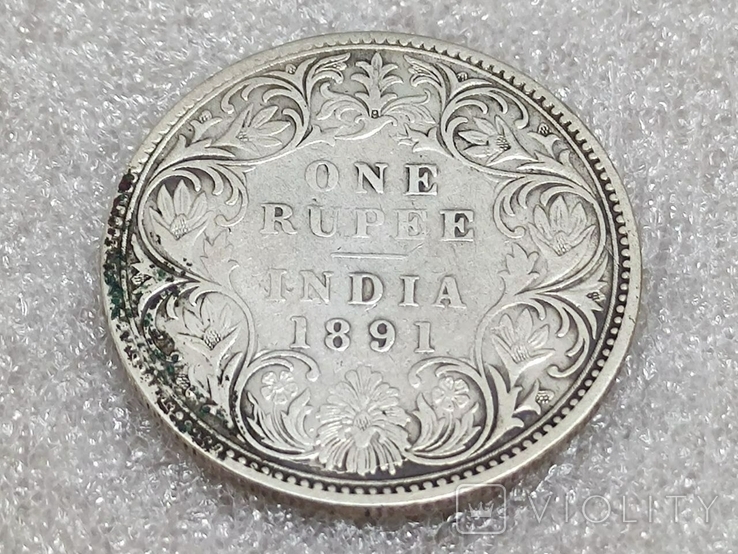 1 рупия 1891 года Британская Индия серебро, фото №6