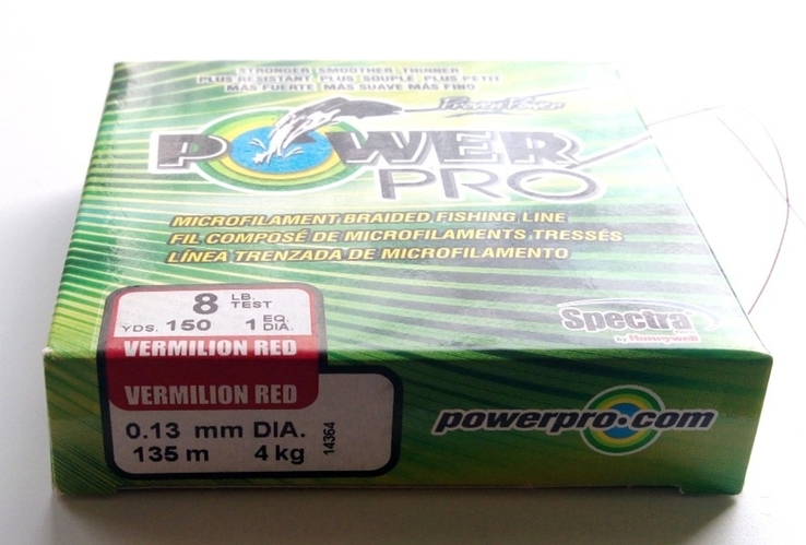 Шнур Power Pro USA Original Червоний 150 Yard, 135 метрів, 8 LB, 4 кг, 0.13 мм, numer zdjęcia 5