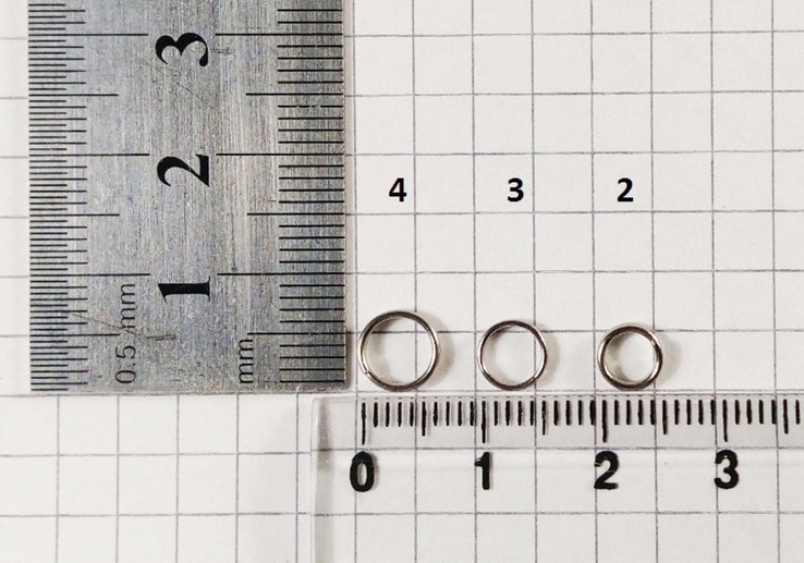 Кільця нікельовані сріблясті подвійні 7 мм, сполучні заводні, для риболовлі Розмір: № 4, фото №4