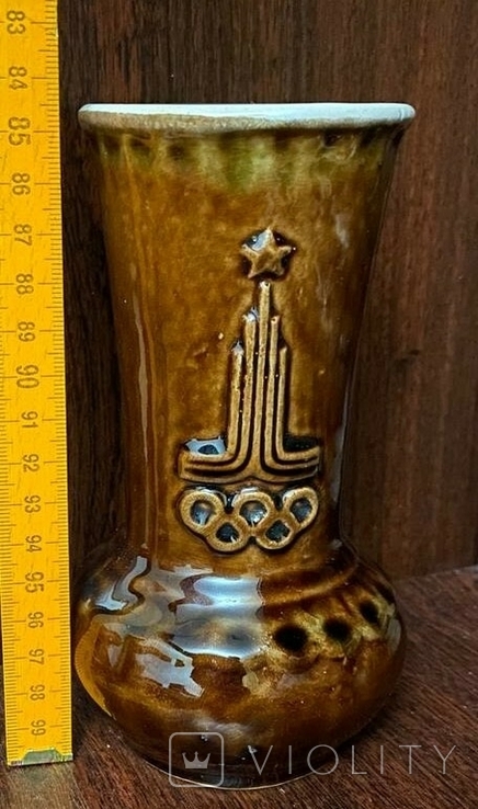 Ваза керамика, эмблема летних Олимпийских игр 1980. СССР, фото №3