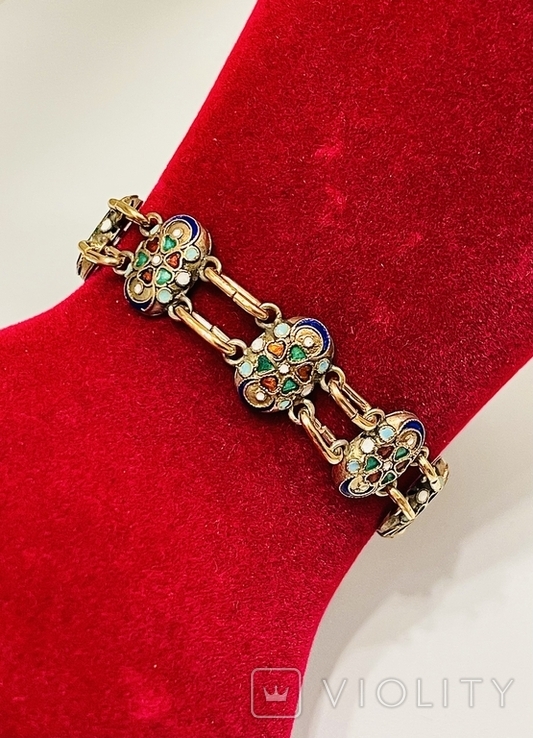 Bracelet: silver 875 hallmark, enamel, gilding, 1920s, photo number 4