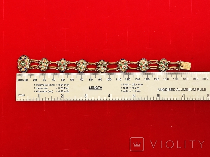 Bracelet: silver 875 hallmark, enamel, gilding, 1920s, photo number 6