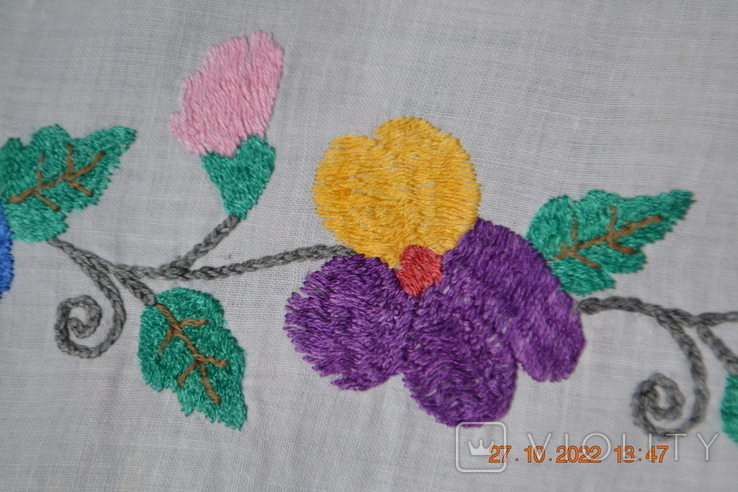 Old Ukrainian embroidered spyglass "Flowers". With lace. Crochet. 194,5x85. №5, photo number 9