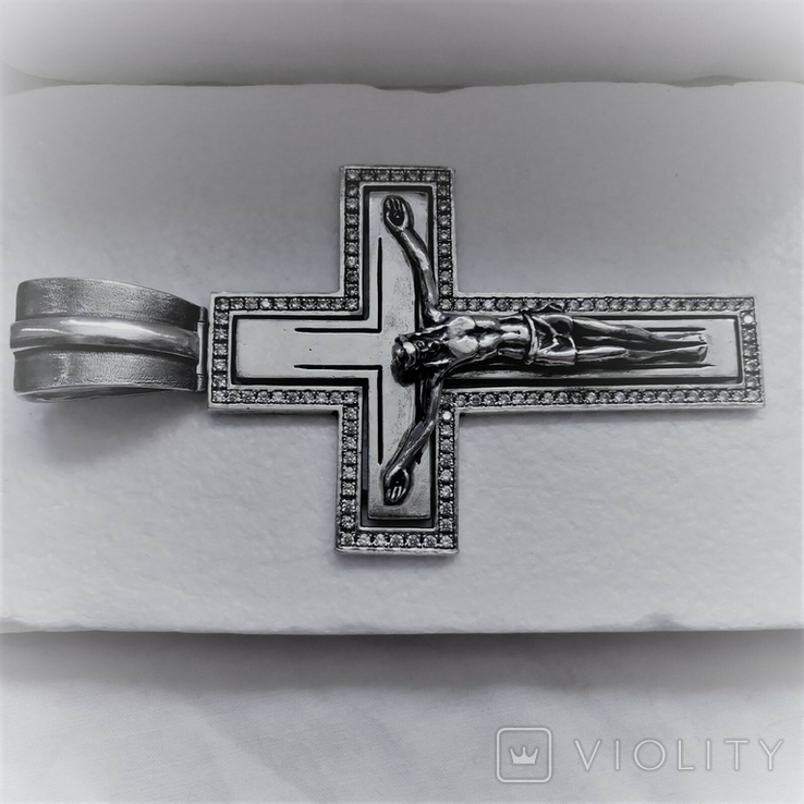 Эксклюзивный серебряный крест ручной работы, 925 пр, фото №6