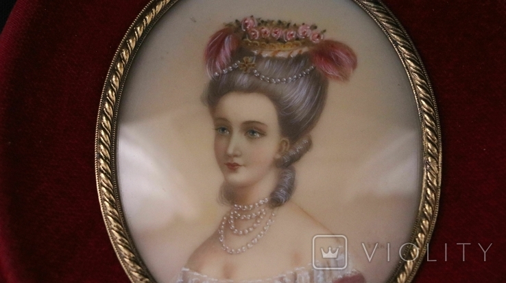 Antique portrait of a lady, ivory painting, France, XIX century, photo number 3