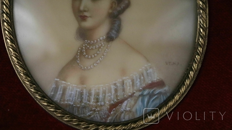 Antique portrait of a lady, ivory painting, France, XIX century, photo number 4