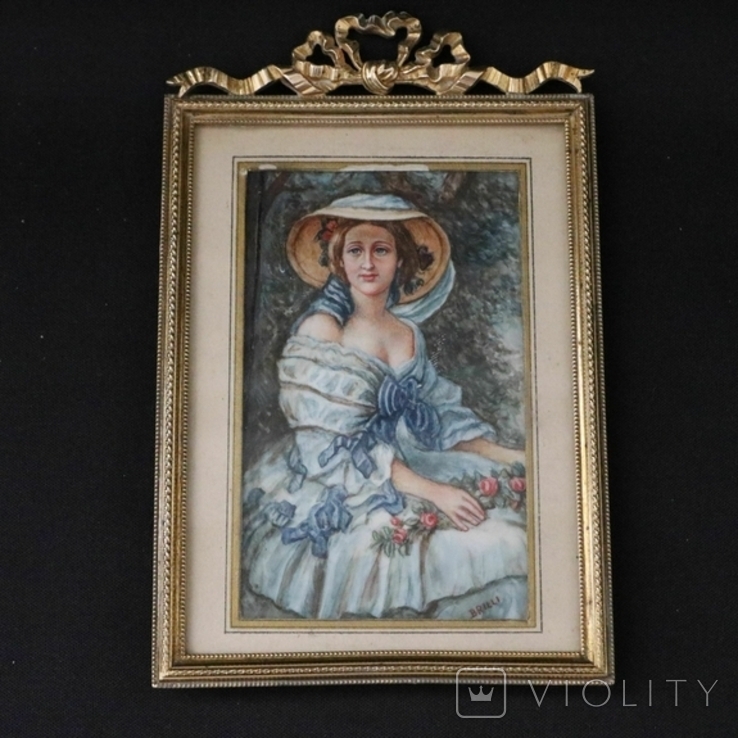 Portrait of the Empress of France Eugenie, pastel, watercolor