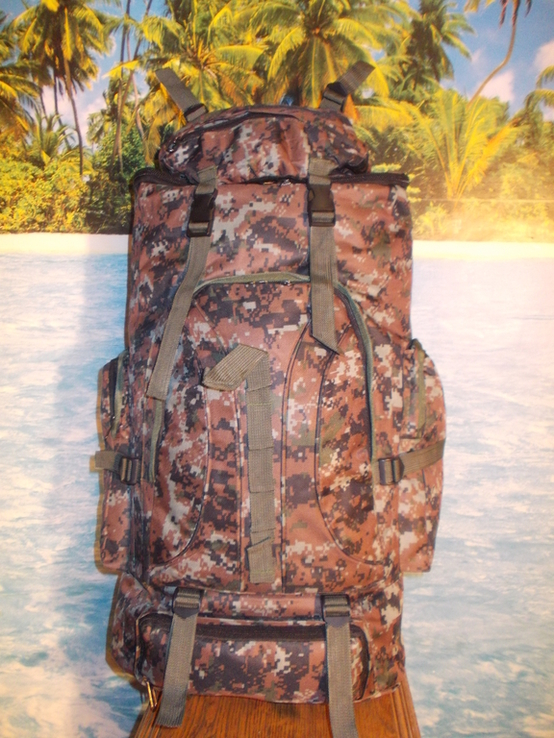 Рюкзак туристический камуфляжный х012 70 литров пиксель, photo number 3