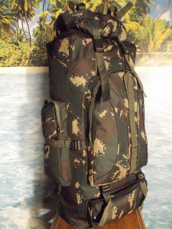 Рюкзак туристический камуфляжный х012 70 литров пиксель зеленый, numer zdjęcia 3