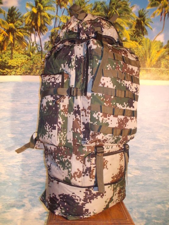 Рюкзак туристический военный х099 100 литров пиксель пограничник, фото №4