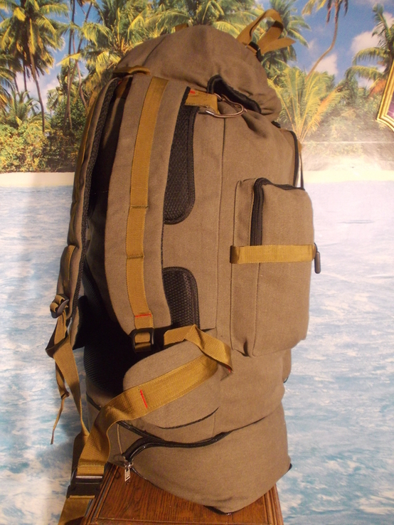 Рюкзак туристический Х010 100 литров Плотный брезент на подкладке, трансформер, фото №5