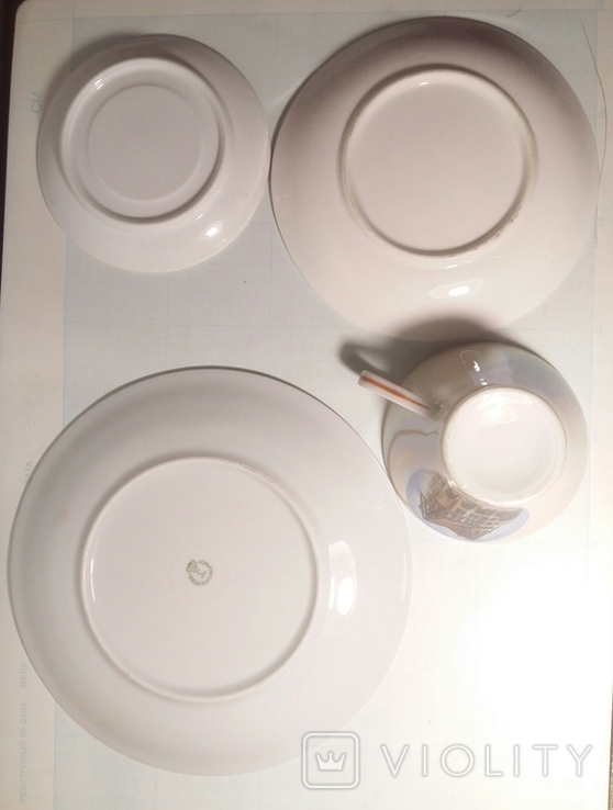 Oscar Schlegenmilch Чайная тройка + тарелка. Перламутр. Третий Рейх 1940е годы Тюрингия, фото №4
