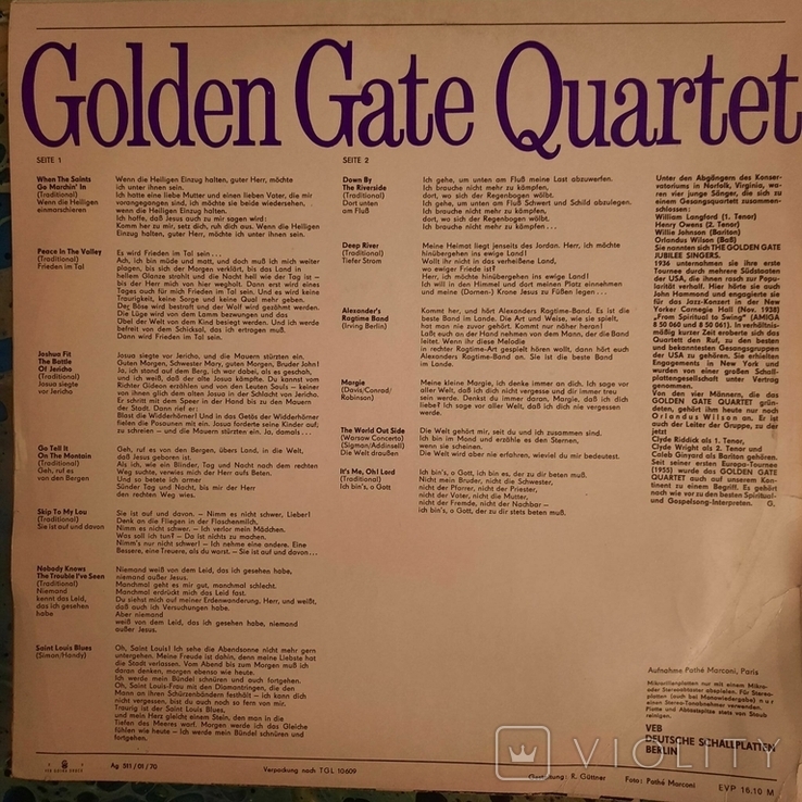  Golden Gate Quartet // 1970 // AMIGA / Vinyl / LP / Compilation / Reissue / Stereo, photo number 4