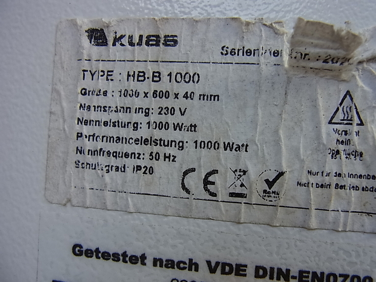 Обігрівач KUAS HB-B 1000 W з Німеччини, numer zdjęcia 12