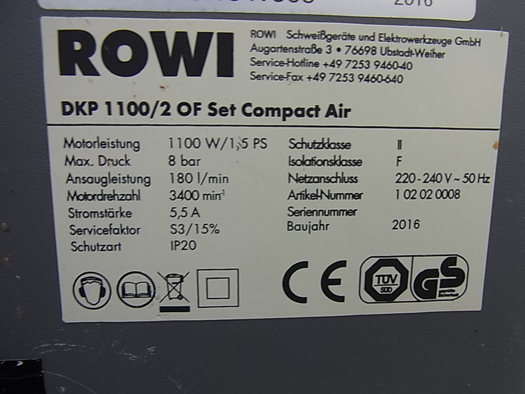 Компресор ROWI DKP 1100\2 OF SET COMPACT AIR з Німеччини, photo number 10