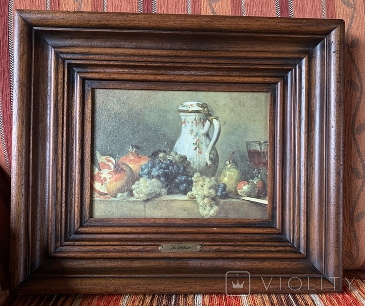 Картина Натюрморт с виноградом и гранатами. Жан-Батист Симеон Шарден. Копия.