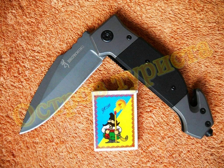Нож тактический складной Browning Tactic Black G10 стропорез бита 23см, фото №6