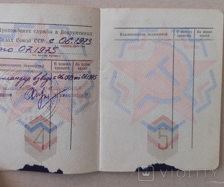 Военный билет офицера запаса ВС СССР., фото №4