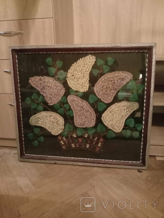 Gabilen embroidered old painting Ukraine mid-twentieth century Lilac Flowers Still life 76x66cm