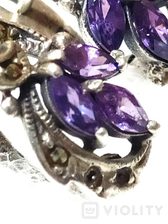 Винтажный набор из серебра кольцо , серьги клеймо VRS 925 (природный аметист), photo number 6