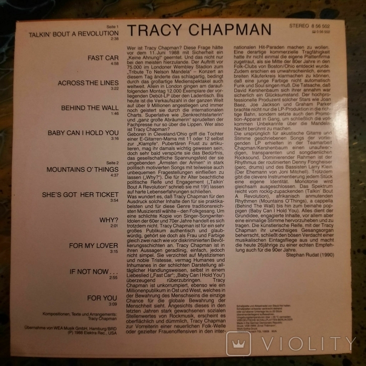 Tracy Chapman // 1990 // Трейси Чепмен / AMIGA / Vinyl / LP / Album / Stereo, photo number 4