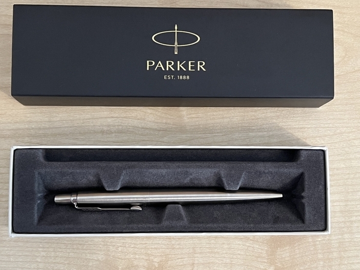 Шарикова ручка Parker (синя) + оригінальний заряд чорного кольору, фото №4