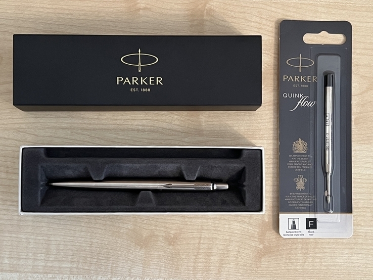 Шарикова ручка Parker (синя) + оригінальний заряд чорного кольору, фото №2