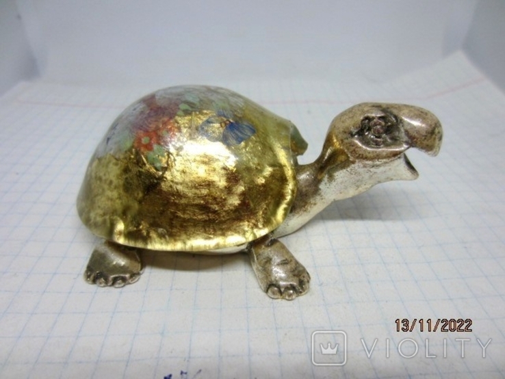 Figure Turtle, Murano silver hand-painted, photo number 5