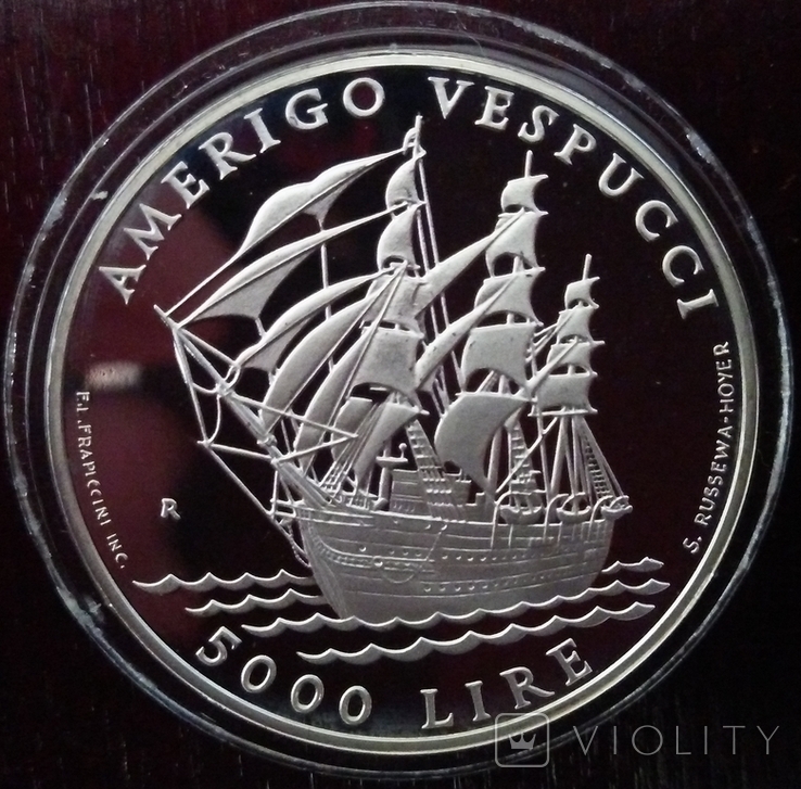 5000 Лир, Сан-Марино ,"AmerigoVespucci " Серебро, фото №6