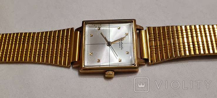 Позолоченые часы Ракета на механизме 2209 с позолоченным браслетом Петродворец ссср., фото №3