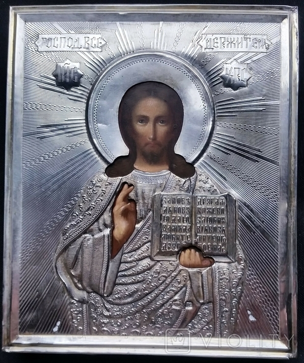 Ікона Ісус Христос, срібло 84, 13,5х11,2 см, кіот, фото №6