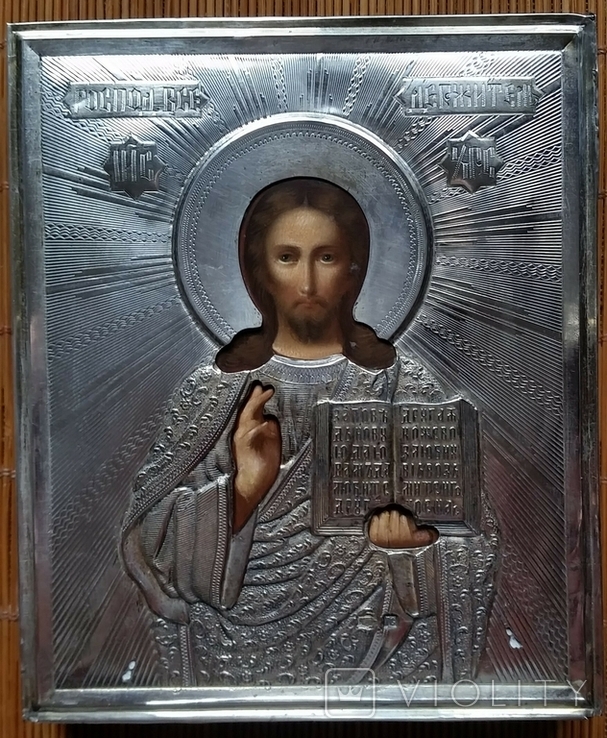 Ікона Ісус Христос, срібло 84, 13,5х11,2 см, кіот, фото №7
