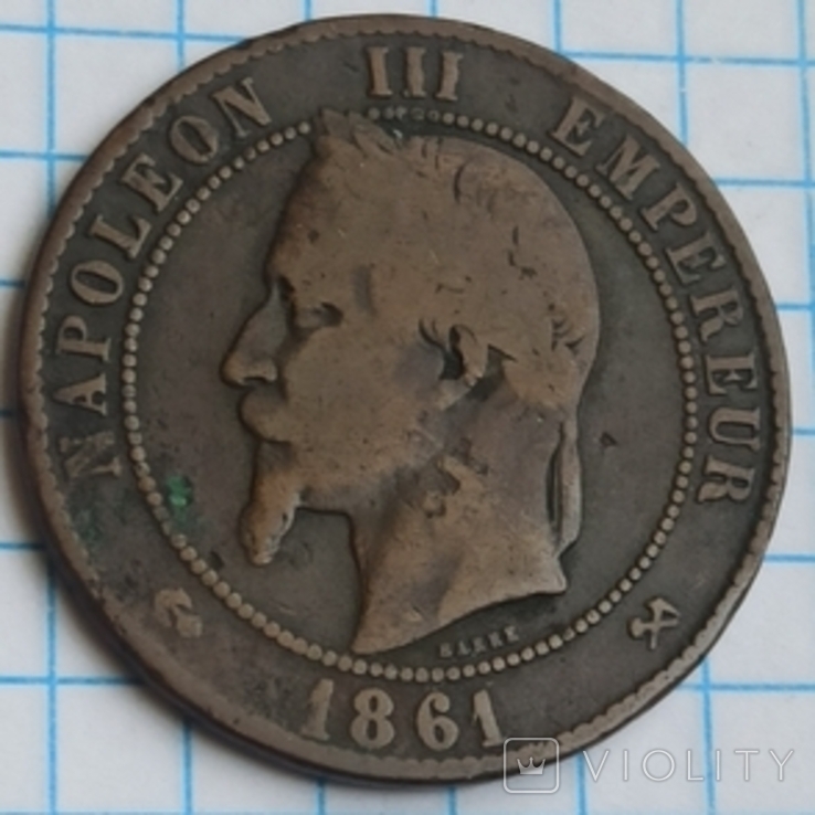 Франція 10 центімос 1861, фото №2