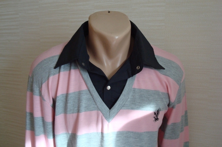 Cracow стильный мужской реглан в полоску трикотажный имитация рубашки 48/50, numer zdjęcia 4