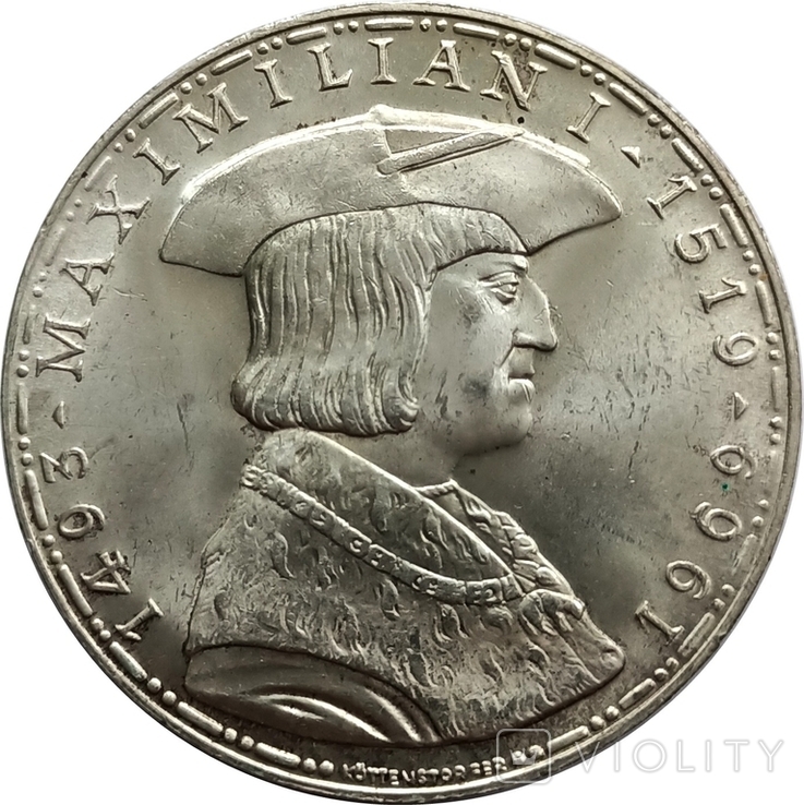 Австрія 50 шилінгів 1969, Максиміліан I, фото №2